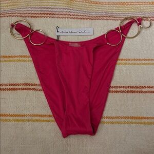Small - NWT - Monica Hansen - Pink Bikini Bottom with Gold Accents